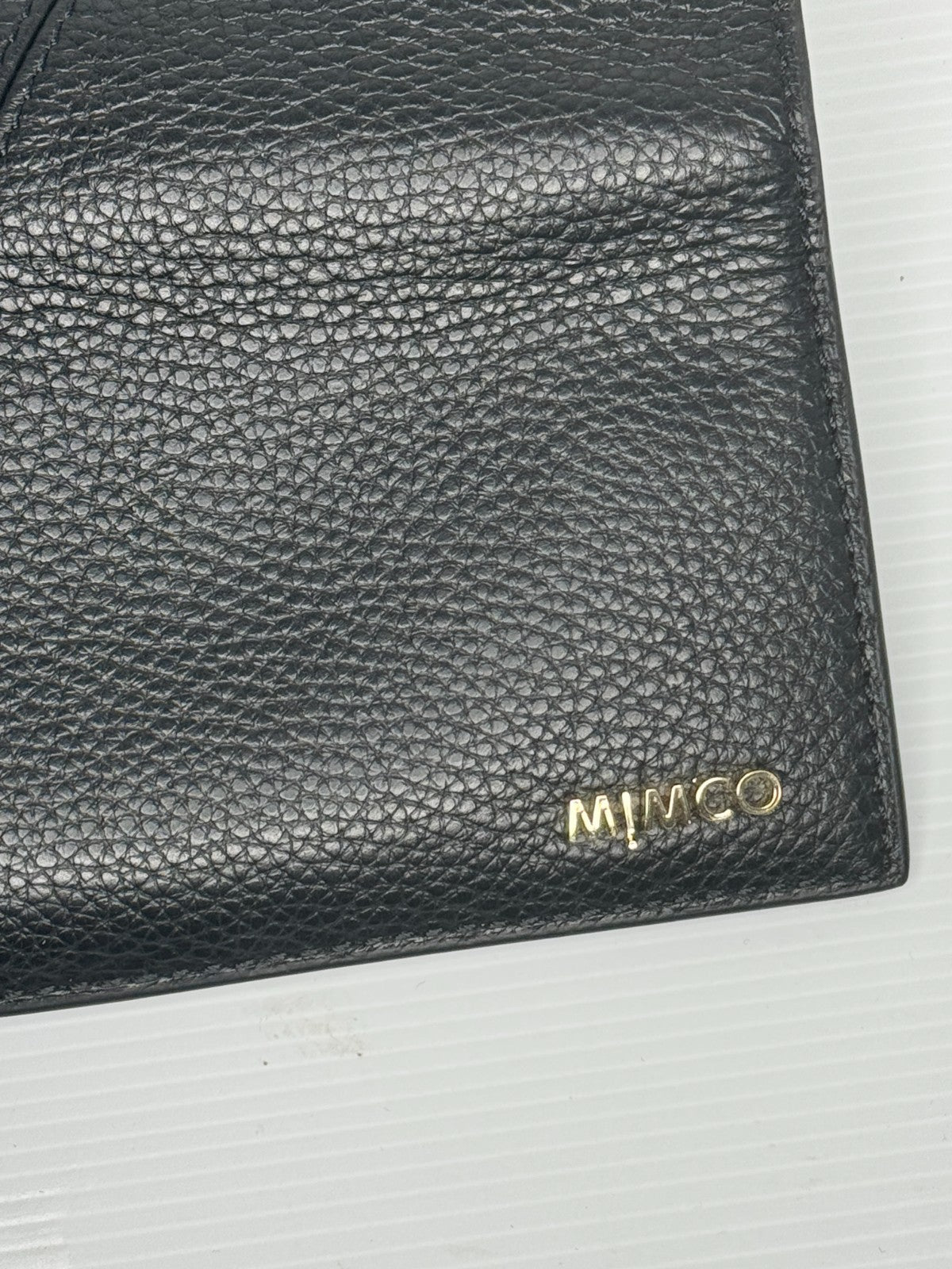 Mimco Black Leather Drift Large Zip Wallet As New rrp $199 Genuine Leather