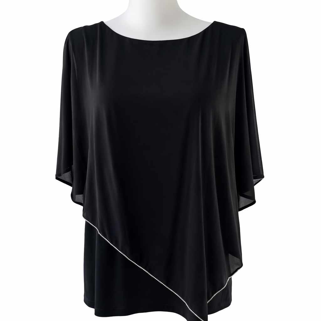 Taking Shape Plus Size Diamanté Chiffon Overlay Top XL 22–24 Black Evening Top