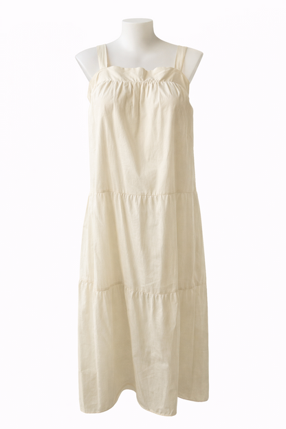 City Chic Ivory Tiered Maxi Dress – Plus Size M 18 – Summer Essential 🖤 Cotton