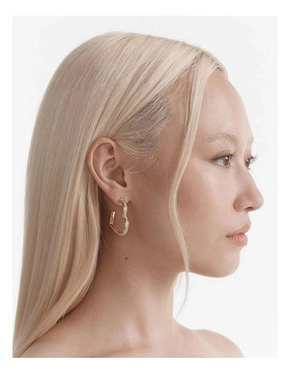 Mimco Passionate Heart Hoop Earrings Genuine NEW-  Gold  & Crystals RRP $80