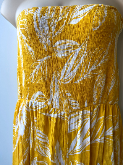 City Chic Smocked Print Jumpsuit Yellow & White Plus Size 20 (L) 🌟 RRP $140 🌟
