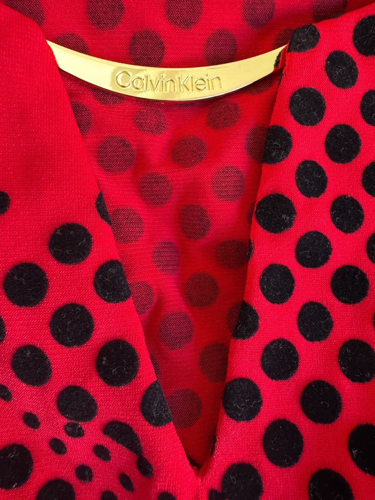 ❤️ Calvin Klein Red Polka Dot Top Plus Size 3X (22-24) Stretch Statement Piece