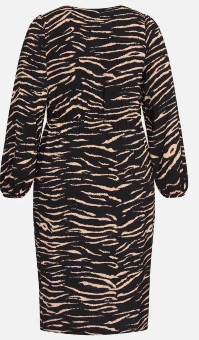 City Chic ✨  Faux Wrap Animal Print Dress ✨  – Brown/Black Size XXL 24 RRP $149