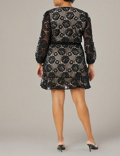City Chic Ladies Lace Fly Away Dress size 20 L Colour Black Nude RRP $140