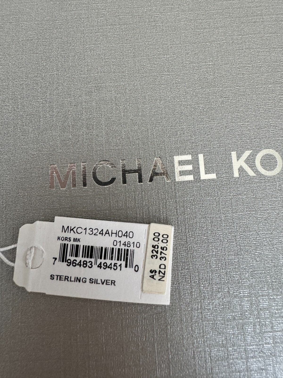 Michael Kors MK Pavé and Mother-of-Pearl Logo Pendant Necklace Gen New RRP $325