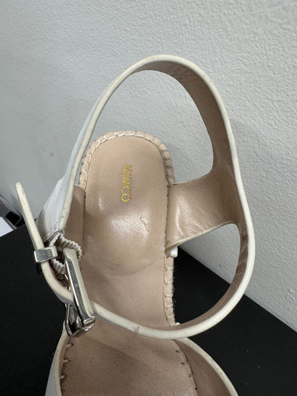 MIMCO Leather Flatform Wedge Heels Sandals - White - EU 40 / AU 9