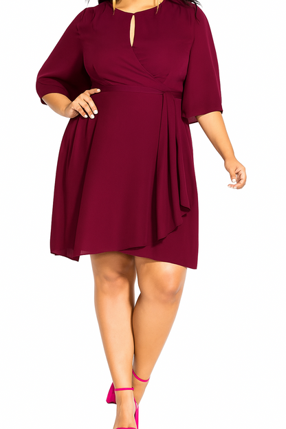 🌹 City Chic Women’s Jolie Wrap Dress – Wine – Size S Plus 16 RRP: $120 NEW
